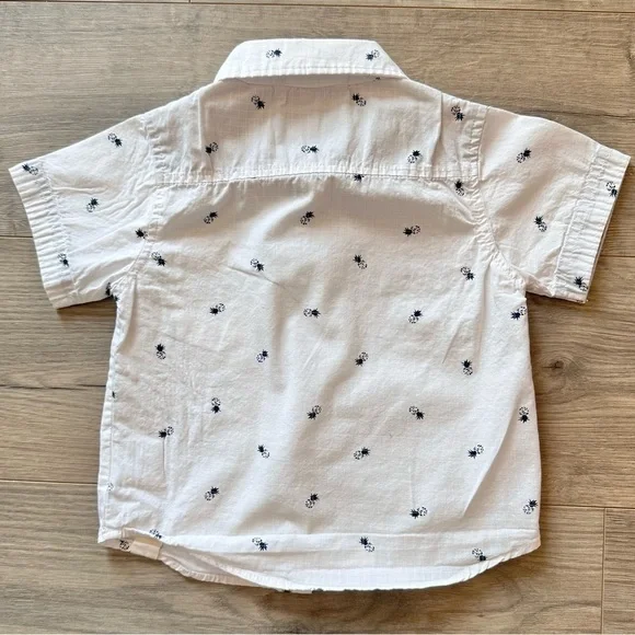 Free Planet 2T pineapple white black button up collared shirt summer beach - Picture 2 of 5